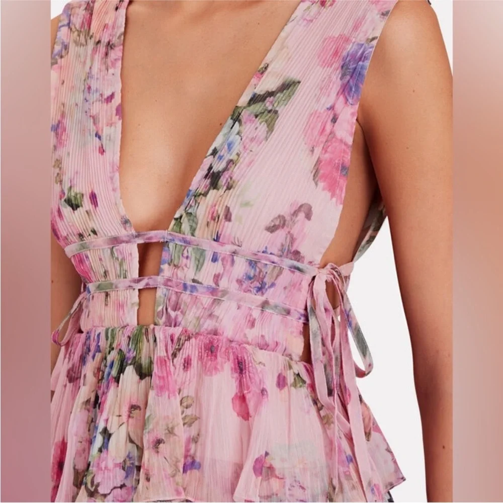 Floral Pink Sleeveless Dress - Picture 2 of 5